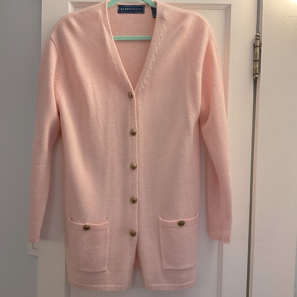 Karen Scott Pink Cardigan Sweater